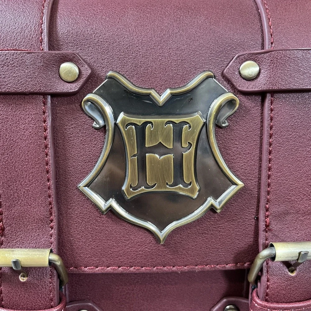 Harry Potter Hogwarts Satchel Crossbody Handbag Maroon Gold Hardware Bag
